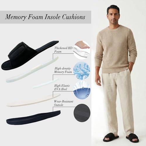 Image of Magtoe Adjustable House Slippers for Men Soft Open Toe Breathable Indoor Slip on Mens Slides Sandals with Memory Foam for Home Bedroom,All Seasons