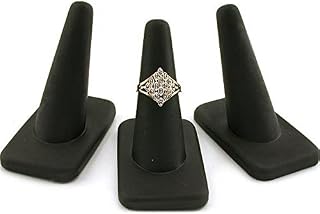 3 Black Rubber Ring Finger Jewelry Holder Showcase Display Stands