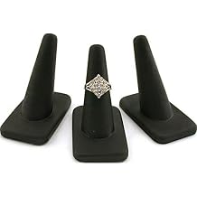 FindingKing 3 Black Rubber Ring Finger Jewelry Holder Showcase Display Stands