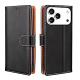 iPhone 17 Pro 用 ケース 手帳型 アイフォン 17Pro手帳 あいふぉん 17 Pro 携帯カバー 高級PUレザー 耐衝撃 耐摩擦 全面保護 マグネット式 カード収納 スタンド機能 手触りが良い 人気 上質 いPhone 17Pro(2025) スマホケース（ブラック）
