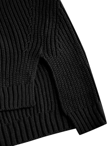 Image of ZAFUL Women's Oversized Sweaters V Neck Long Sleeve Knit Pullover Batwing Drop Shoulder Split Tops Trendy Fall Outfits 2024