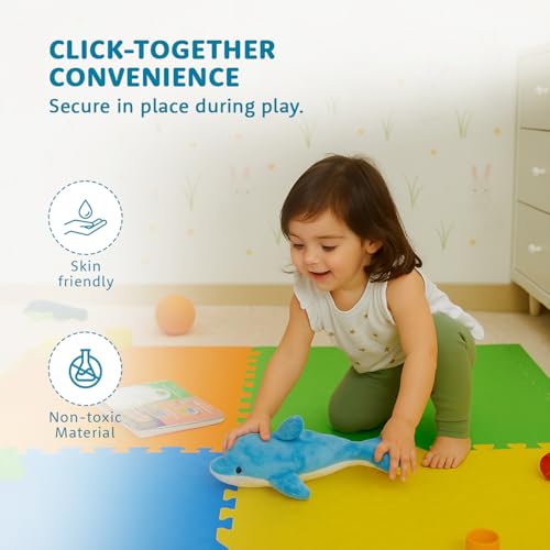 Image of Amazon Brand - Supples Interlocking Eva Foam Mat | Pack of 6 | 1.2 cm Thick | 60 x 60 cm | Activity Mat for Kids 6+ Months | for Home, School & Playground | Durable &Easy Storage | Multicolor