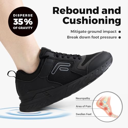 FitVille Women's Walking Shoes Wide Width Sneakers Comfort Diabetic Shoes Plantar Fasciitis Shoes for Flat Feet Heel Pain Relief - Rebound Core V74