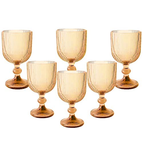 Vintage Wine Glasses Set of 6, 11 Ounces Colored...