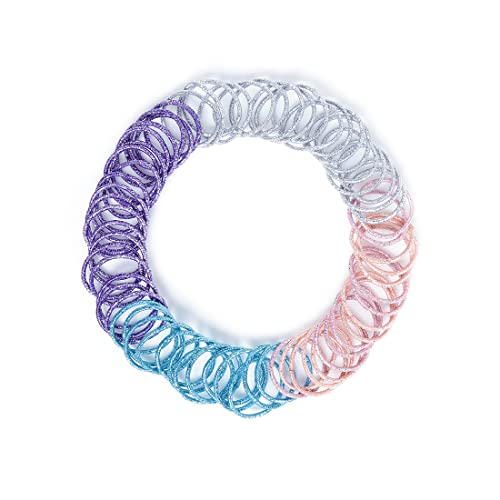 100 Pcs Glitter Hair Rubber Bands Set with Tin Box
