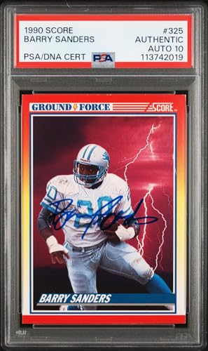 Barry Sanders 1990 Score Ground Force Signed Card 325 Auto Graded PSA 10 742019