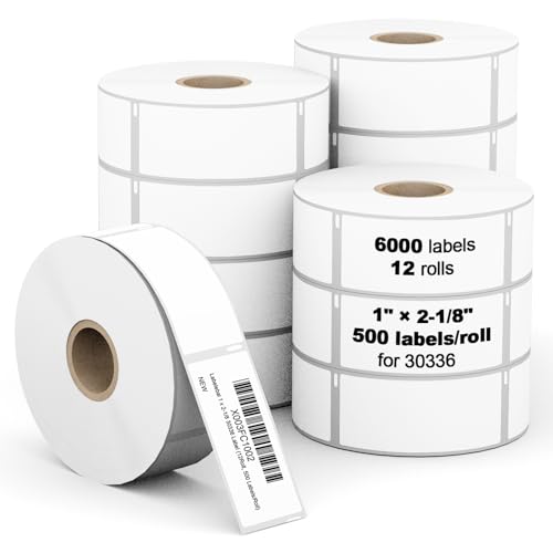 Labelebal 12 Rolls Replacement for DYMO 30336, 1\" x 2-1/8\"(25 mm x 54 mm) Direct Thermal Labels, Barcode Shipping Address Labels Compatible for DYMO & Rollo & Zebra Printer (500 Labels/Roll)