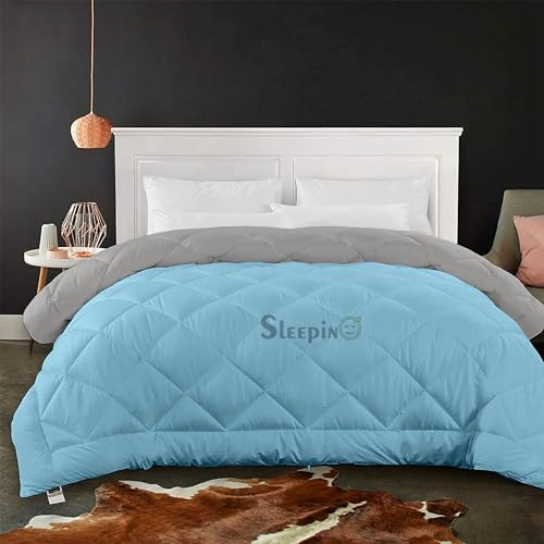 Image of 600 GSM Heavy Winter Single Bed Comforter | Microfiber, Breathable, Reversible,Soft, Lightweight & Machine Washable Comforter for Single Bed 60x90 Inch - SkySilver