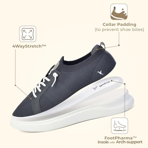 Image of YOHO Trip Sneakers for Men | Stylish Casual Shoes with Elastic Laces | Comfortable, Stretchable & Ultra-Lightweight | Premium Breathable Mesh Fabric