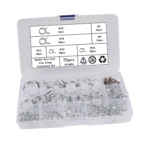 LALAFINA Durable Stainless Steel Hose Clamp Set 75 Pcs Carbon Steel Clips for Versatile Liquid Transport