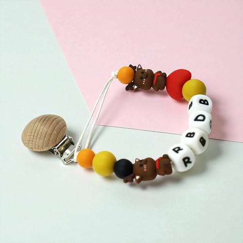 Image of Personalized Pacifier Clips with Name Custom Silicone Beaded Chain Pacifier Holder Stroller Gifts for Baby Boys Girls