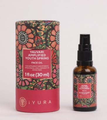 Iyura Yauvari Amplified Youth SpringFace & Neck Moisturizer for Dry to Very Dry/Mature Skin | Firms the Look of Cheeks Jowls & Neck | Pro-Aging Natural Face Oil with Black Gram | 1 fl oz (30 ml)