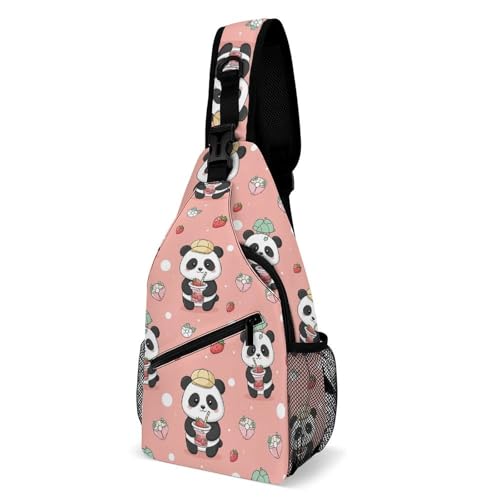 Sac bandoulière homme femme élégant crossbody rose motif panda