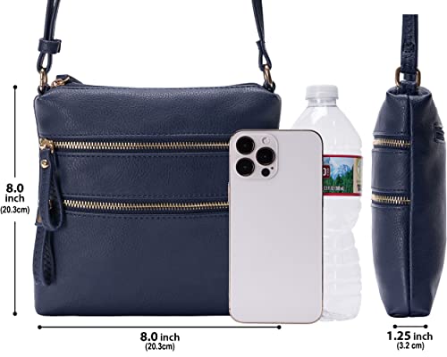 Image of Solene Small Multi Zipper Pocket Crossbody Bag with Adjustable Strap, Lightweight Travel Purse, Daily Small Messenger Pouch