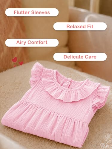 Image of Kidbea Baby Girls Cotton Dress for Kids | Soft, Breathable & Comfortable Western Frock | Trendy Casual, Party & Festive Outfit for Girls
