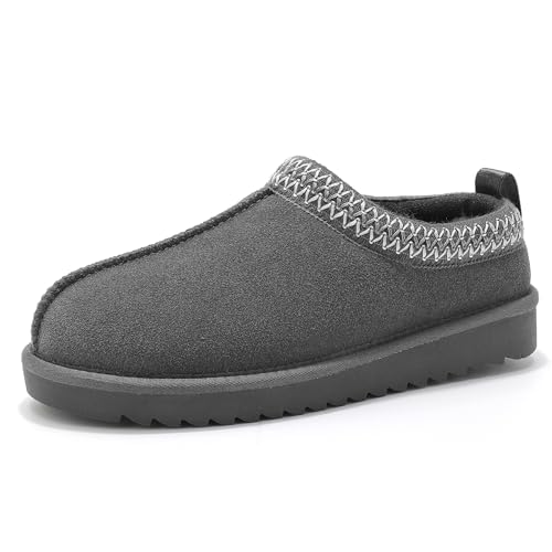 Women's Slippers Platform Mini Boots Faux Fur Warm Winter Mules Cozy Warm House Shoes Indoor and Outdoor 5 Grey