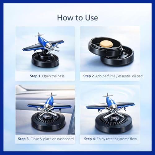 Image of YOURKARTS.COM Solar Spinning Glider Dashboard Perfume | 360 Rotating Solar Powered Car Air Freshener with Built-in Plant-Based Organic Fragrance | Airplane Dashboard Perfume | Car Interior Accessory