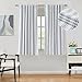 ZJDECOR 63 Inch Blue Striped Full Blackout Window Curtain Panels,Blue Stripe on White Cotton Blended Light Filteirng Fabric,Room Darkening Window Treatment for Bedroom,Rod Pocket Back Tab,55