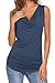 Qearal Womens Cowl Neck Ruched Sleeveless Blouse Casual Slim Fitted Shirt Tank Tops