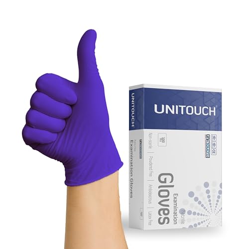 Unitouch Nitrile Powdered Free Examination Gloves Pack of 100 Pcs (Purple) (M)