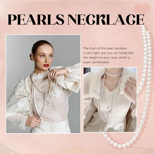 Long White Pearl Necklace 150cm/59 Adjustable Multi-Strand Faux Pearls for Women, Bridal Wedding Vintage Gatsby Jewelry for Party & Elegant Events4