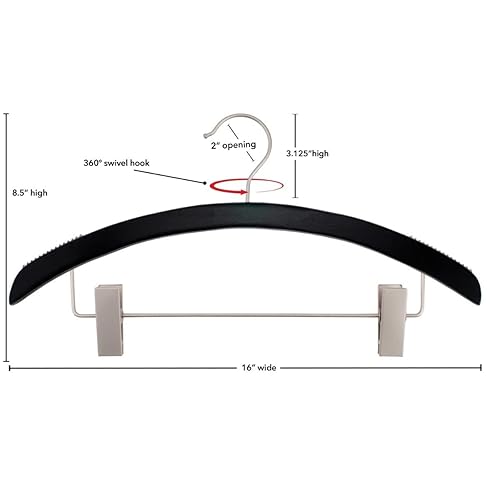Miniatura 4 de NAHANCO 40117RC - Perchas de madera retro, color blanco brillante con pinzas insertadas, 16 pulgadas (paquete de 100)