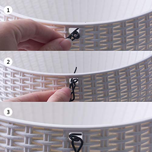 2 Pack Hanging Basket Planters, 2 Size Self-Watering Hanging Planter with Drainer and Chain for Indoor-Outdoor (White)