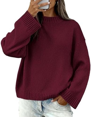 BTFBM Sweaters for Women 2025 Casual Crewneck Long Sleeve Loose Ribbed Knit Pullover Sweater Winter Clothes Fall Outfits
