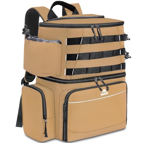 MATEIN Fishing Backpack, Water Resistant Fishing Tackle Box Bag with Rod Holders & Cooler, Gear Gifts for Men
