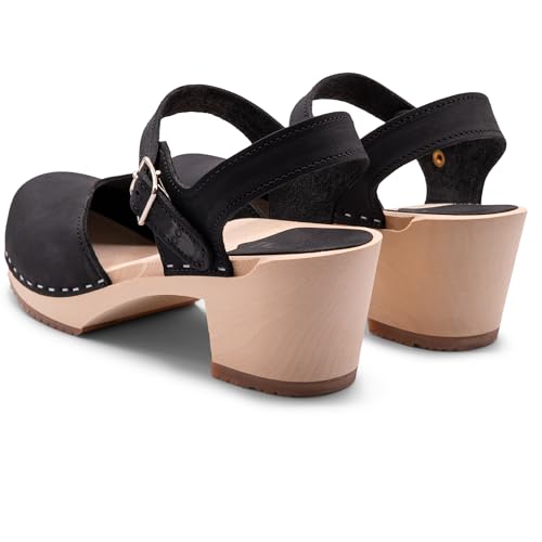 Image of Sandgrens Handmade Swedish Wood Clogs for Women, High Heel Sandal | Victoria