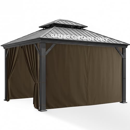 RichSets Gazebo Curtains Outdoor Waterproof with Zipper 4-Panel