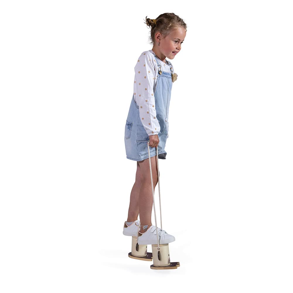 Janod - Petites Echasses en Bois Pattes d'ours - Jeu de Plein Air - Hauteur Réglable – Apprentissage de l'Equilibre - Certifié FSC - Peinture à l'eau - Dès 3 Ans, J03174