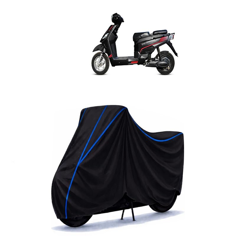 Image of Scooty Cover Water Resistant for NYX LI | Universal Scooter & Bike Cover | Heavy Duty UV Protection | Dust, Rain & Scratch Protection | Elastic Fit All Weather Indoor Outdoor | Black with Blue Piping