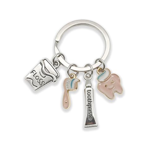 Schl&uuml;sselanh&auml;nger Zahn, Zahnarzt Geschenk f&uuml;r Frauen M&auml;dchen,Kleines Zahnarztgeschenk mit Gl&uuml;cksbringer,Geschenk zur Einschulung, Weihnachtsgeschenke f&uuml;r Zahnmedizinstudenten