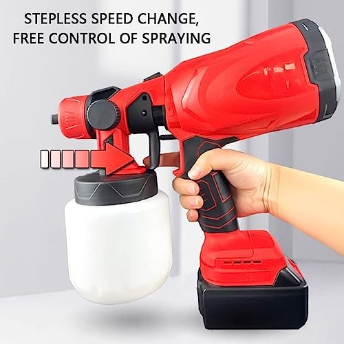 Bezprzewodowy pistolet do malowania pod wysokim ciśnieniem, elektryczny pistolet do malowania o mocy 850 W z 4 dyszami i 2 akumulatorami, pojemnik na farbę 700 ml, przenośny automatyczny pistolet