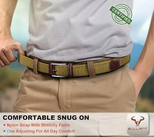 Image of BULLIANT Belt for Men 2Pack,Mens Gift Stretch Braided Web Belt Elastic for Casual Golf Jeans,1 3 /8 inch
