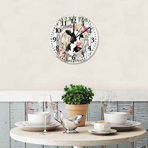 Wooden-Clocks-Fresh-Floral-Wreath-Abstract-Animal-Table-Clock-Quartz-Analog-Quiet-Shabby-Chic-Farmhouse-Primitives-Cow-French-Style-Round-Clock-for-Farmhouse-Living-Room-Bedroom-Kitchen-Home-12-Inch Wooden Clocks Fresh Floral Wreath Abstract Animal Table Clock Quartz Analog Quiet Shabby Chic Farmhouse Primitives Cow French Style Round Clock for Farmhouse Living Room Bedroom Kitchen Home 12 Inch