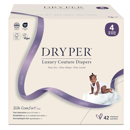 Image of Baby Diaper, DRYPER Disposable Diaper Newborn Nappies Size 4 (22-33 lbs), 3D Leak Guards & Wetness Indicator, Ultra-Soft & Thin, Fast Water Absorption, 42 Nappies