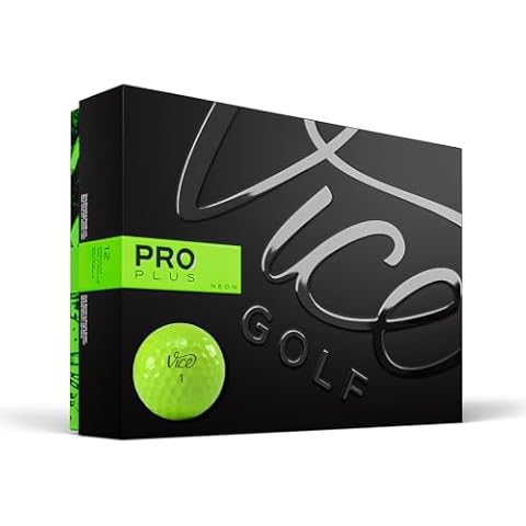 VICE Golf PRO Plus 2020 | 12 Golf Balls | Features: 4-Piece cast Urethane, Maximum Distance, Reduced Driver Spin | More Colors: NEON RED, White | Profile: Designed for Advanced Golfers Cover