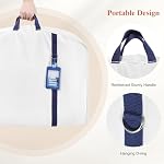 Univivi Premium Cotton Canvas Garment Bags for Travel,43'' Natural Breathable Travel Suit Bag with Pockets, Handles, Heavy Duty Garment Bag for Hanging Clothes Storage, White