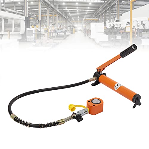 10T Mini Hydraulic Cylinder Jack, Low Profile Porta Power Ram Short Steel Lifting Jack, Single Acting Jack Plunger with CP-180 Hydraulic Hand Pump with 0.43 in Stroke for Mechanical Shipbuilding