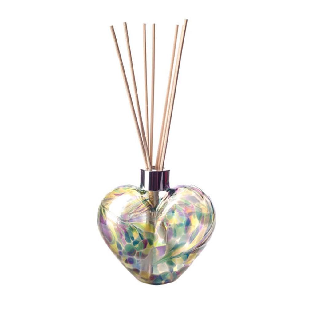 Amelia Art Glass Purple, Teal & Lime Glass Reed Diffuser Heart