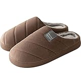  Hausschuhe Damen Winter Plusch Slippers Herren Baumwolle Warme Pantoffeln rutschfeste Home Pantoffel Flauschige Indoor Plattform 2.5 cm Herren Kaffee,42/43