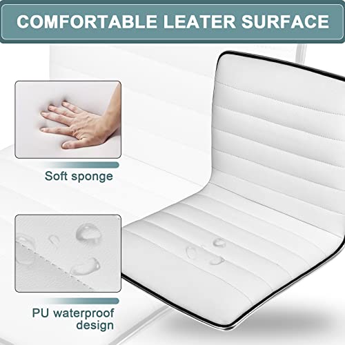 Ofika Office Desk Chair, Adjustable Task Chair, Low Back Faux Leather Ribbed Swivel Chair, Armless Home Rolling Vanity Chair Retro With Wheels, #TOP3