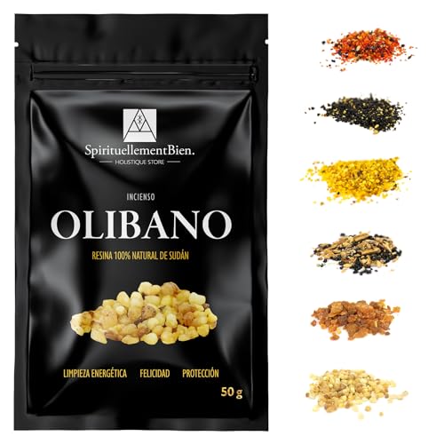 Incienso de Resina 100% Natural Sagrado Puro en Grano 50g- 100g para Fumigación, Quemador de Perfume o Incensario - Alternativa a Incienso en Barra o Cono (Olibano, 50 gr)