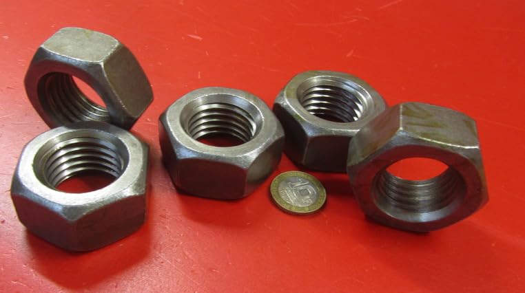Metric Class 8 Plain Steel Hex Nuts RH M30 x 3.5 Thread x 46 mm W x 24 mm H 5 Pcs