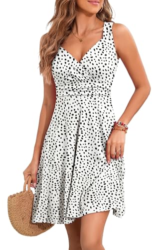 Image of Womens Wrap V Neck Sleeveless Sundress Summer Flare Tank Dress