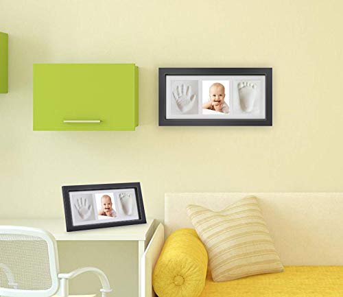 Nuaele Baby Hand And Footprint Kit, Baby Girl Gifts, Baby Boy Gifts, Wall Mount & Desktop Mount Decor Shower Picture Frames Gift For Newborns - Roller, Mounting Hardware And Instructions - Black #TOP1