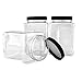 Cornucopia Brands 48oz Square Plastic Jars (3-Pack); Clear Rectangular 6-Cup Canisters w/Black Lids, Easy-Grip Side