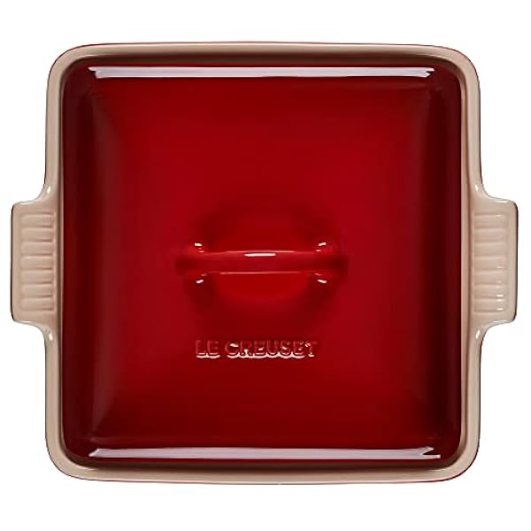 Le Creuset Stengods Heritage täckt fyrkantig gryta, 2,5 qt. (9 tum), cerise